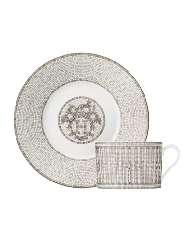 Shop Herm S Mosaique Au 24 Platinum Coffee Cup And Saucer Set