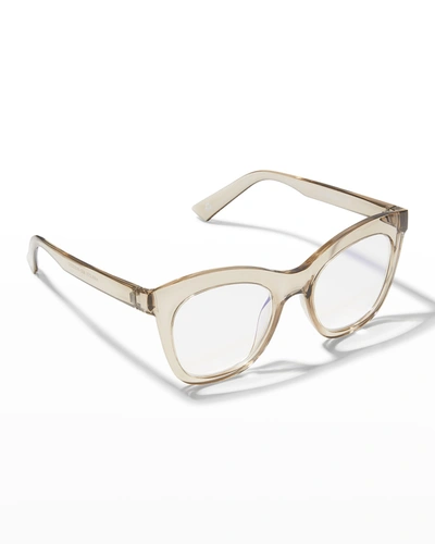 Shop The Book Club Harlots Bed Clear Plastic Reading Cat-eye Glasses In Tea