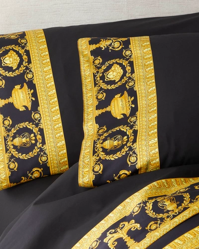 Shop Versace Barocco Robe King Pillowcase Pair In Black Gold
