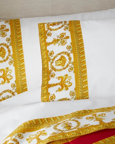 Shop Versace Barocco Robe King Pillowcase Pair In White Gold