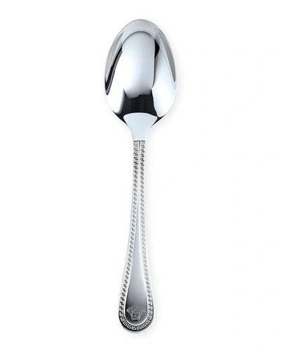 Shop Versace Greca Stainless Steel Dessert Spoon In Metallic