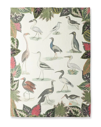 Shop John Derian Birds Of A Feather Linen Throw - 71" X 51"