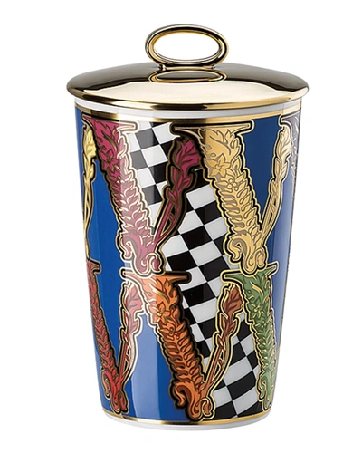 Shop Versace Virtus Scented Votive Candle With Lid In Pattern