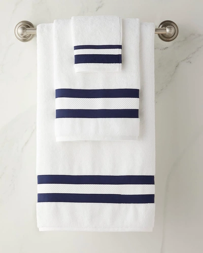 Shop Matouk Marlowe Hand Towel In Navy