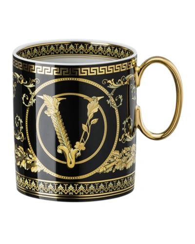 Shop Versace Virtus Gala Black Mug With Handle
