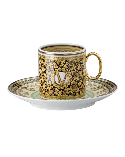 Shop Versace Barocco Mosaic Ad Cup & Saucer In Multi