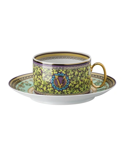 Shop Versace Barocco Mosaic Tea Cup & Saucer In Multi
