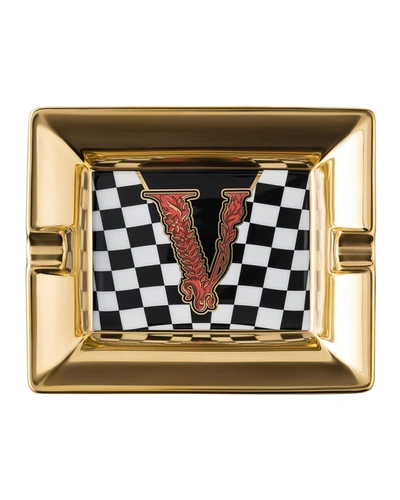 Shop Versace Virtus 5 Ashtray In Gold