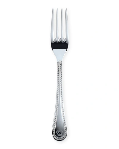 Shop Versace Greca Stainless Steel Dessert Fork In Metallic