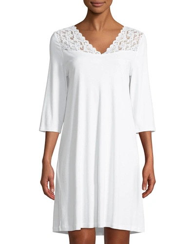Shop Hanro Moments 3/4 Sleeve Nightgown In White