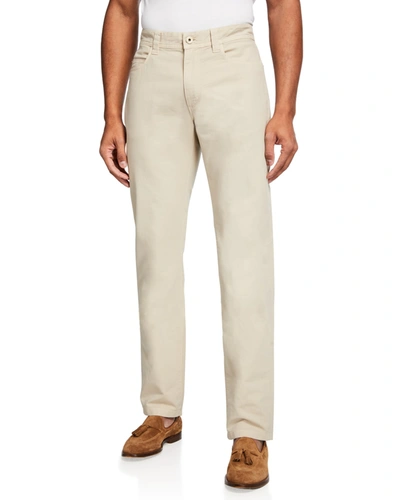 Shop Loro Piana Men's 5-pocket Stretch-cotton Pants In Tan