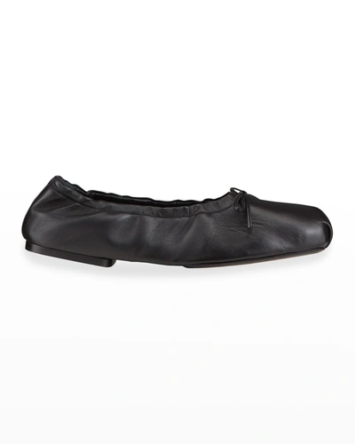 Shop Khaite Ashland Square-toe Leather Ballerina Flats In Black