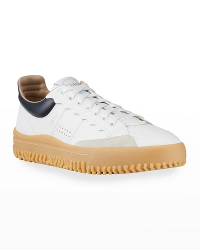 Shop Chloé Franckie Bicolor Low-top Sneakers In White Blue