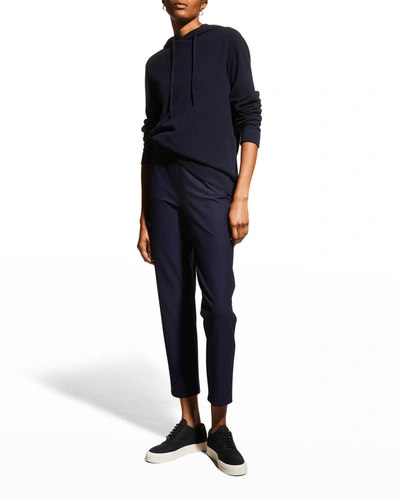Shop Eileen Fisher High-waist Washable Stretch Crepe Slim Ankle Pant In Midnight