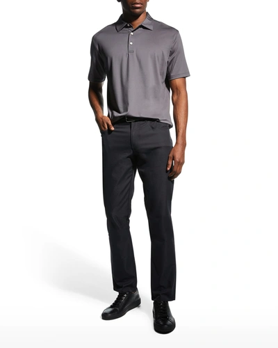 Shop Peter Millar Men's Sean Stretch-jersey Polo Shirt In Iron