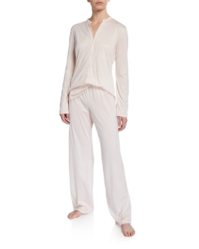 Shop Hanro Cotton Deluxe Pajama Set In Light Pink