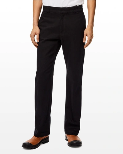 Shop Loewe Men's Straight-leg Drill Pants In Black