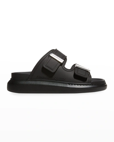 Shop Alexander Mcqueen Hybrid Slide Sandals In Black Silver
