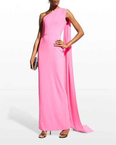 Shop Alex Perry Jude Draped One-shoulder Column Gown In Pink