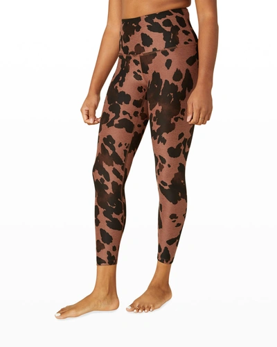 Shop Beyond Yoga Caught In The Midi Cheetah-print Leggings In Copper Cow