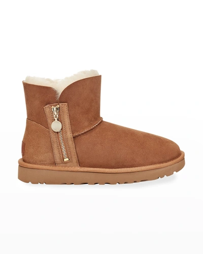 Shop Ugg Bailey Mini Zip Booties In Chestnut