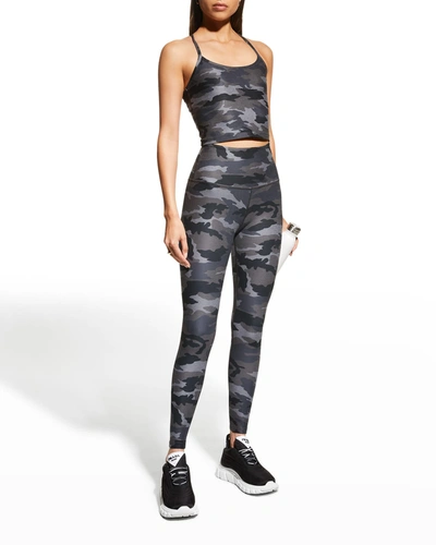 Shop Beyond Yoga Caught In The Midi Cheetah-print Leggings In Silver Mist Camo