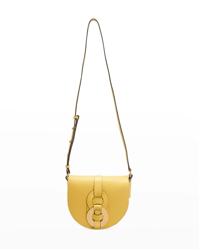 Shop Chloé Darryl Leather Saddle Crossbody Bag In Sultan Yellow