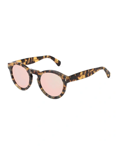 Shop Illesteva Leonard Round Acetate Sunglasses In Tortoise/rose