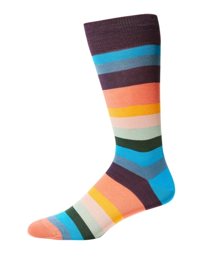 Shop Paul Smith Men's Artist Stripe Cotton-blend Socks In 96 Multi