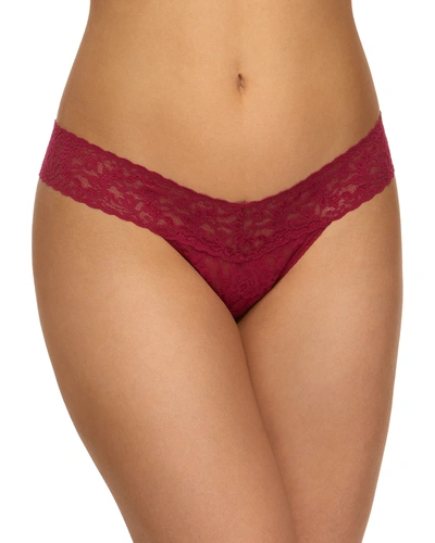 Shop Hanky Panky Signature Lace Low-rise Thong In Cranberry