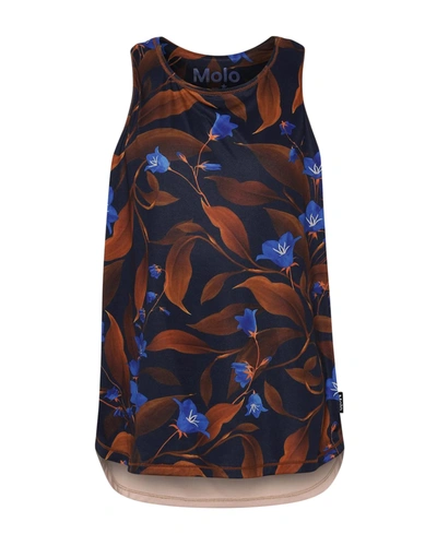 Shop Molo Girl's Oriana Floral-print Tank Top W/ Heiq Tech In Night Bloom Big