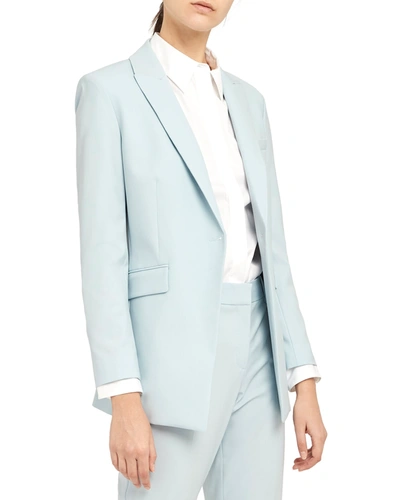 Shop Theory Etiennette One-button Good Wool Suiting Jacket In Sky