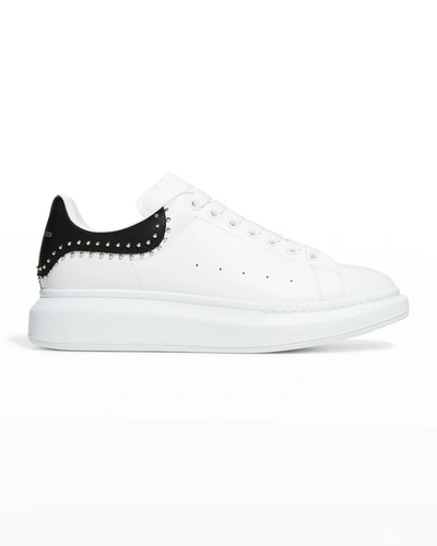 Shop Alexander Mcqueen Men's Studded Two-tone Leather Sneakers In White