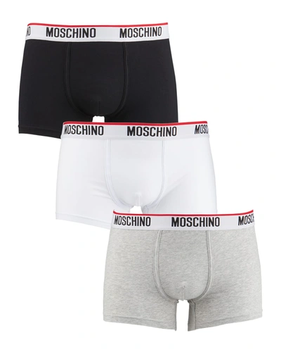 Moschino Men's Basic Tripack Boxer Briefs In Black Multi