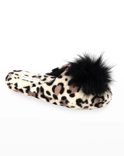 Shop Patricia Green Daisy Pouf Slippers In Ivory Leopard
