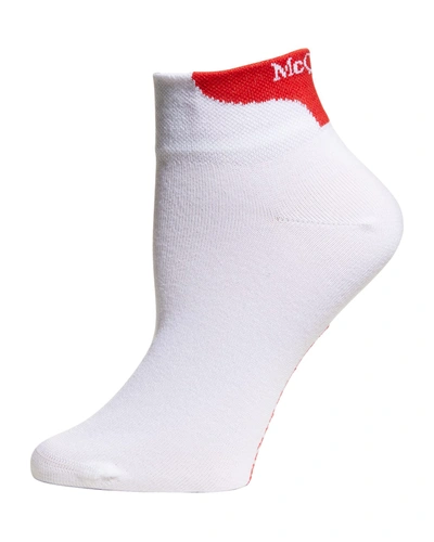 Shop Alexander Mcqueen Logo Branded Ankle Sport Socks In White/red
