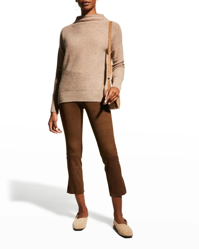 Shop Vince Boiled Cashmere Funnel-neck Pullover In H Wheat