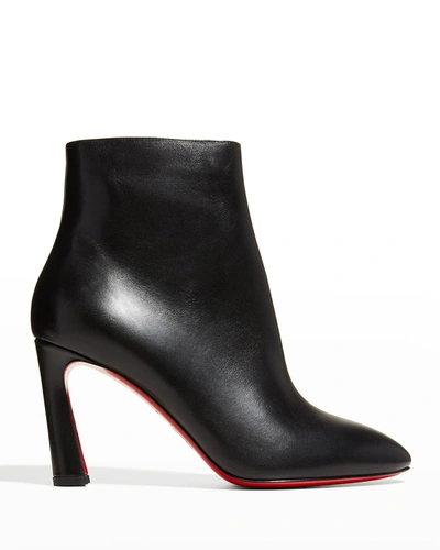 Shop Christian Louboutin So Eleonor Leather Red Sole Booties In Black