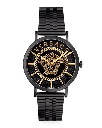 Shop Versace Men's 40mm V-essential Bracelet Watch In Black