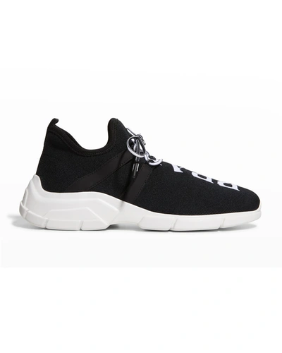 Shop Prada Logo Knit Sock Trainer Sneakers In Nerobianc