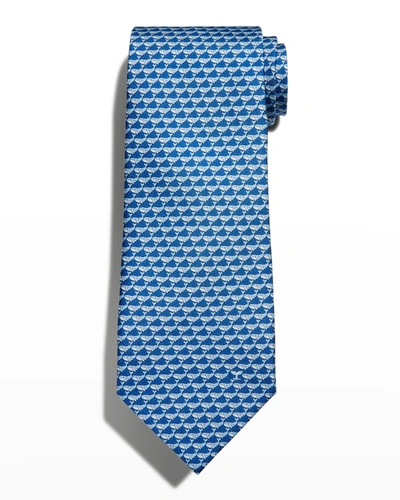 Shop Ferragamo Men's 4 Nilde Whale-print Tie In Fblu
