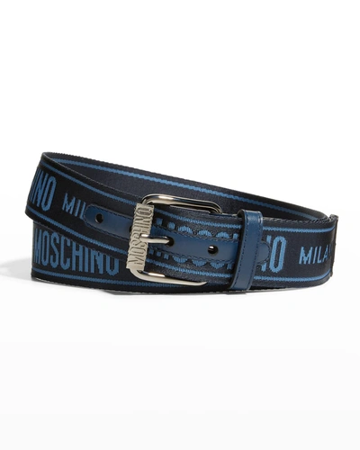 Moschino - Men's Jacquard Logo Beltpack Belt Bag - Black - Leather