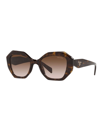 Shop Prada Geometric Acetate Sunglasses In Black