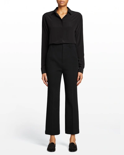 Shop Saint Laurent Cropped Wool-blend Pants In Nero