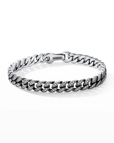 Shop David Yurman Men's 8mm Curb Chain Bracelet With Diamonds And Silver