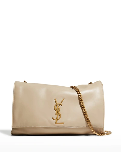 Shop Saint Laurent Soft Kate Medium Reversible Ysl Monogram Crossbody Bag In Sea Salt