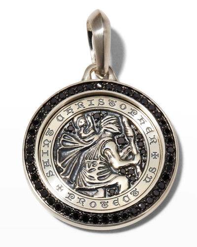 Shop David Yurman Men's St. Christopher Pendant In Silver, 34.5mm In Black Diamond