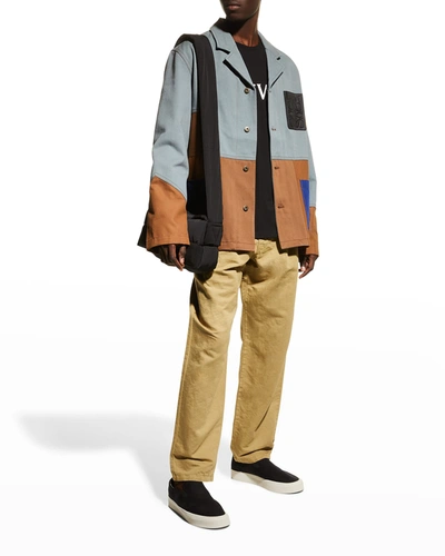 Shop Loewe Men's Multicolor Workwear Jacket In Brown/blue