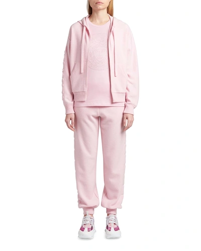 Shop Versace Logo Sleeve Hooded Jacket In Pink