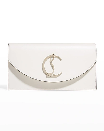 Shop Christian Louboutin Loubi54 Wallet On Chain In Leather In White/silver